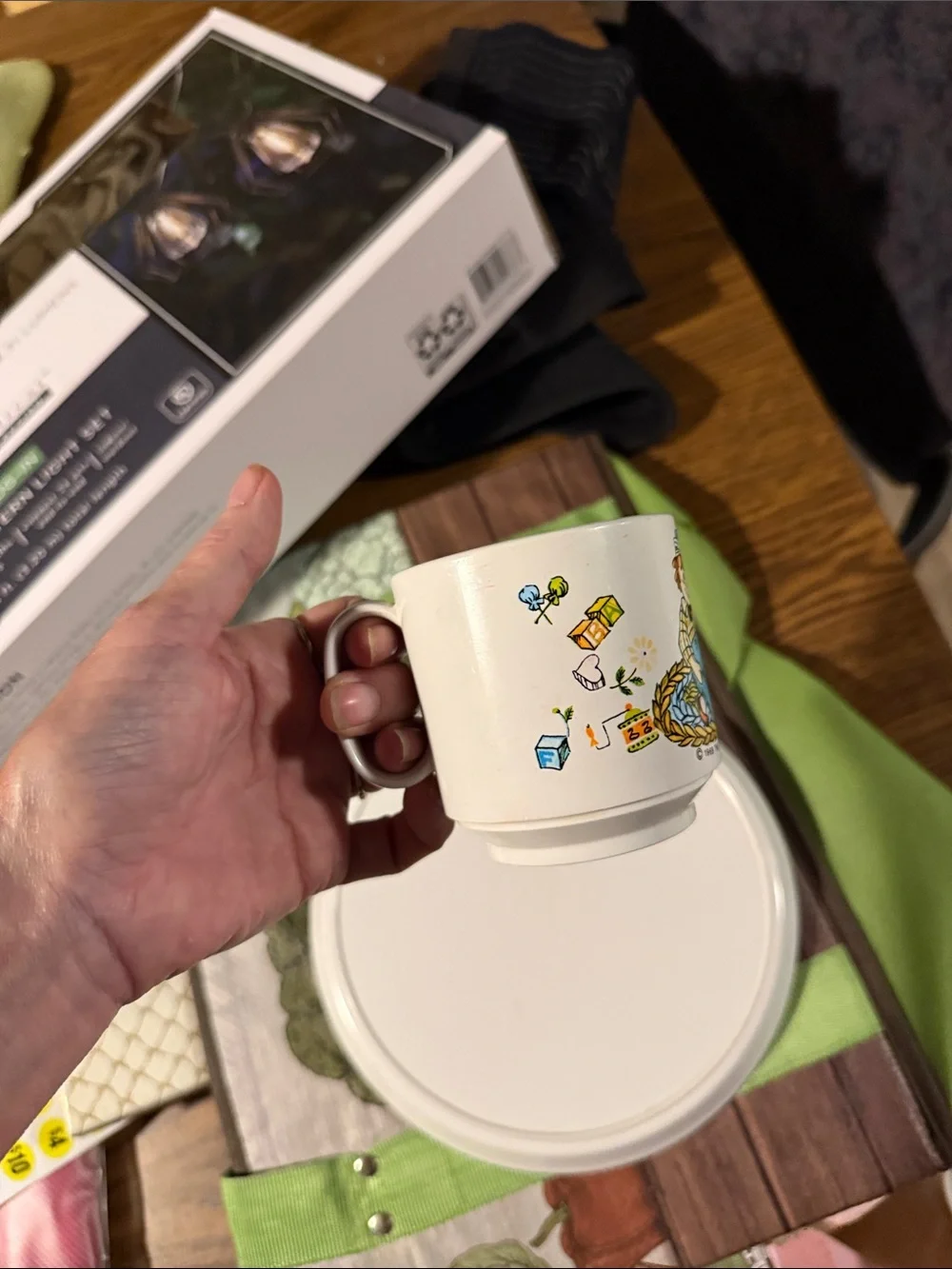 Children's 2-Piece Plate and Cup Set - White with Multicolor Illustration